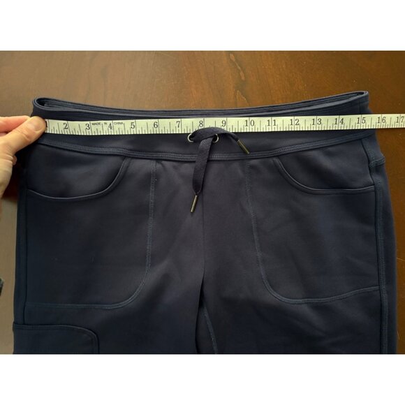 Athleta Wide Leg Utility Fleece Lined Sweatpants in Navy Blue Size Small Tall - Picture 9 of 15